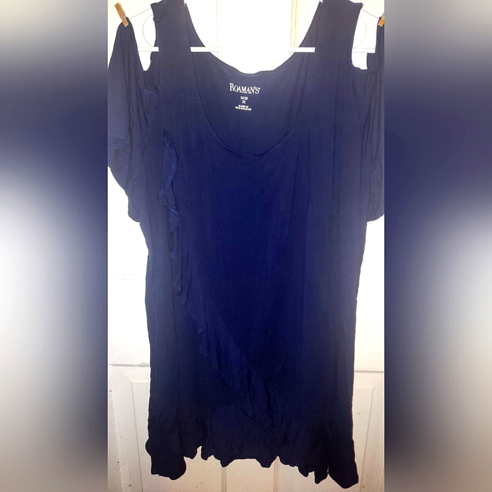Roman's Navy Cold Shoulder Shirt